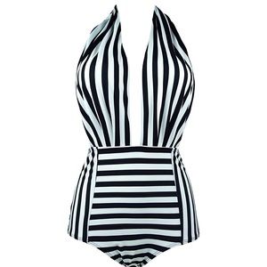 Cocoa vintage Amazon high waisted striped vacation halter swimsuit padded